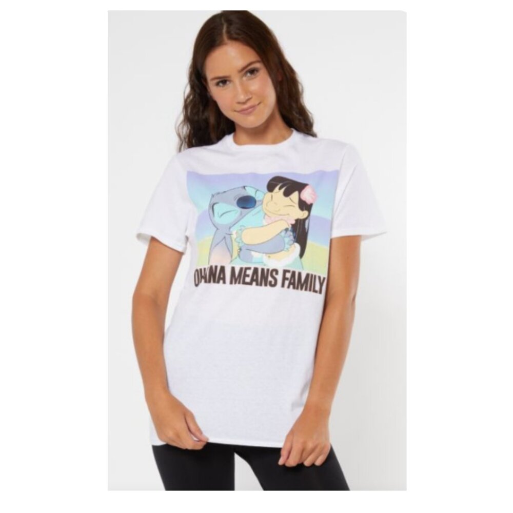 Disney Lilo & Stitch T-Shirt Women's Size Small Ohana Means Family